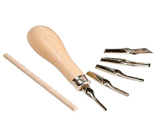 Image of KRAFTMASTERS 5 in 1 Linoleum Cutter Tools. 5 Blade Set for Lino Cutting, Linograph Printmaking Stamp. Great Cutters for Rubber Stamps, DIY Carving, Blocks, Sculpting