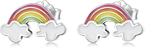 Boucles d'oreilles nuage arc-en-ciel en argent 925 sterling pour femme