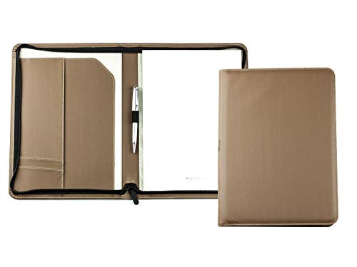 ONVAYA Cartella Portadocumenti A4 Per Conferenze - Marrone, Similpelle, Con Blocco Note, Tasca Laptop E Organizer Interno