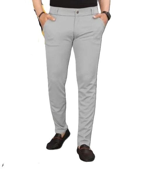 Men’s Stretchable Trousers – Light Grey Regular Fit Pants | Solid Formal & Casual | Lightweight,-picture-48