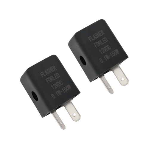 Micro Traders 2Pcs 12V Flasher Relay 2 Pin Motorcycle Flasher Relay Led Indicator Relay Audible Beeping Turn Signal Relay for Motorcycle, 0.1-150W Load Capacity