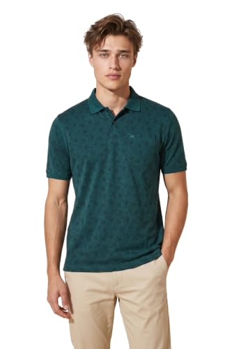 Image of Peter England Men's Cotton Abstract Floral Print Polo T-Shirt - Casual Wear | Stylish & Breathable