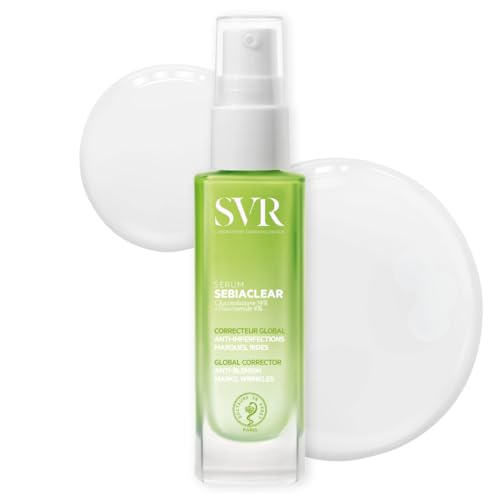 SVR SEBIACLEAR Balancing Hyaluronic Acid Serum for Face, Adult Acne Treatment, 4% Niacinamide Correcting Concentrate for Blemishes, Post-Acne Marks and Wrinkles, 30ml