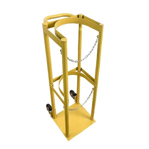 GLJTUO Portable Gas Cylinder Rack - Large Capacity Freestanding Oxygen Storage Organizer with Pulleys - Easy to Move Metal Tank Holder for 40L Gas Cylinders,6-Yellow-Inlet caliber 27cm