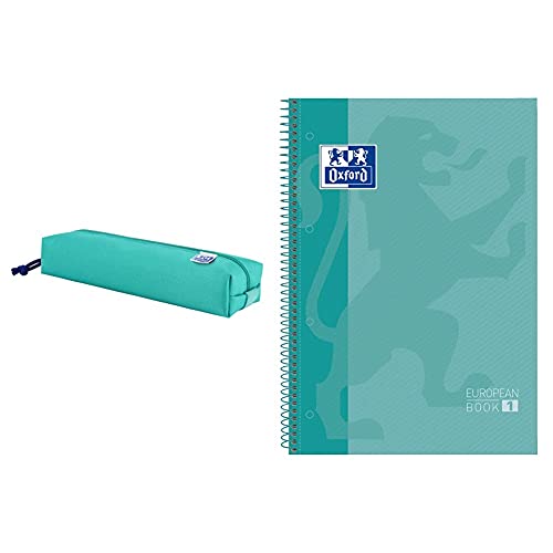 ESTUCHE OXFTEEN RECTANGULAR + Oxford cuaderno Europeanbook 1, microperforado, tapa extradura, espiral, a4 Ice Mint ⭐
