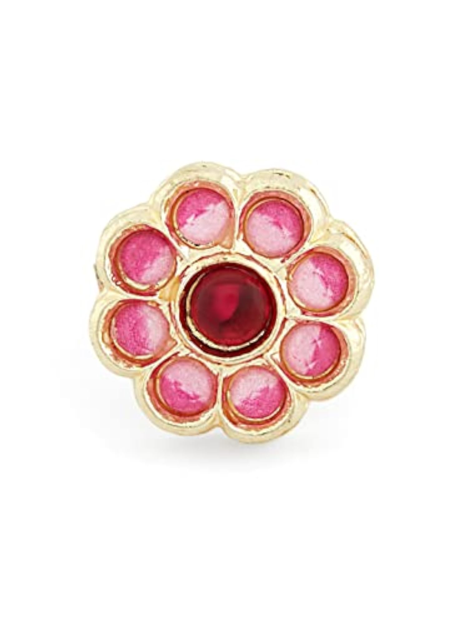 Women's Meenakari Flowers Kundan Necklace Earring & Ring Set