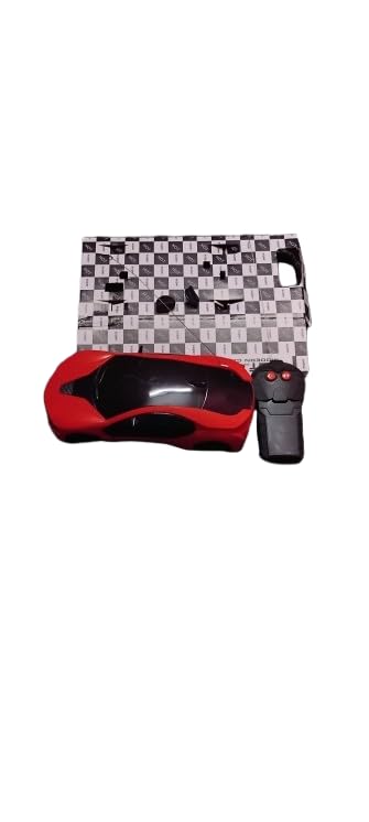 Image of Kids Remote Control Racing Car, Red and Black Design, Indoor Outdoor RC Vehicle with Wireless Controls, Ages 6+