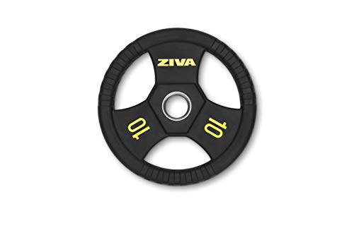 ZIVA Performance Rubber Grip Disc Olympic 2" Weight Plate for Strength Training â€“ Commercial Precision Casting, Stainless Steel Insert, Virgin Rubber Casing, Ergonomic Comfort Grip â€“ Single, 10 lb