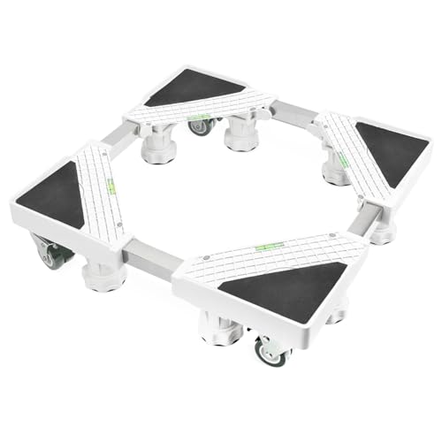 HomeDemeur ドラム式洗濯機 冷蔵庫用の頑丈な台車, 防振パッド, 360°回転、拡張可能なサイズ, 耐荷重500kg