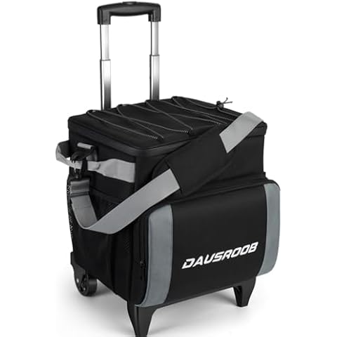 DAUSROOB Cooler with Wheels 48CAN Rolling Cooler Insulated Soft Cooler on Wheel Leakproof Wheeled Travel Ice Chest Cooler with Stable All-Terrain Cart Large Lunch Bag for Camping/Beach/Fishing/Picnic Cover