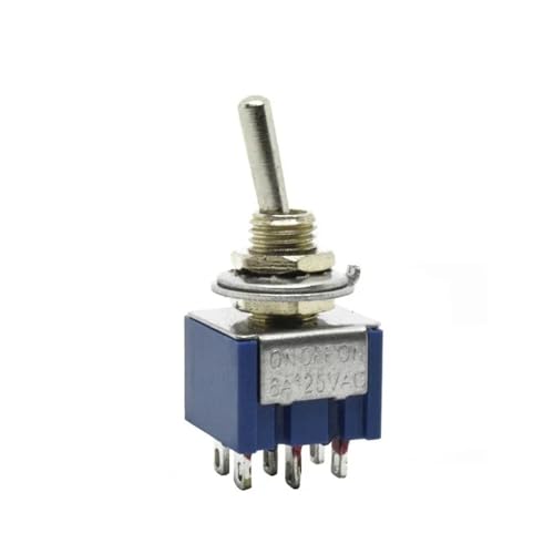 Mini interruptor MTS-203 DPDT para cambiar polaridad y controlar circuitos On-Off-On, 5 unidades