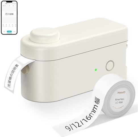 （17:00時点） MakeID L1-Cラベルプリンター ポケットサイズ コンパクト Bluetooth対応 専用アプリでデザインは自由自在 接続対応 Android iOS (16mm幅ホワイトテープ付き)