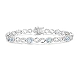 FANCIME Infinity - Pulsera de tenis con piedra natal para mujer, plata de ley chapada en oro, pulsera de tenis ovalada con piedras preciosas para Navidad, San Valentín, joyas finas, regalos para