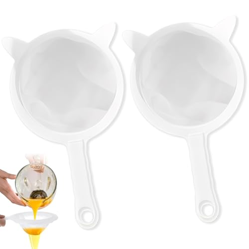 EJRUP 2 Pcs Colador de Tela de Cocina, con Asa, Estilo de Orejas de Gato,Tamiz Coladores Fino de Malla 200 y 400, Colador de Malla de Nailon Fino Ultrafino,Para Filtrar Zumos, Café, Miel, Té