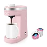 CHULUX Mini Capsule Coffee Maker, Single Serve Coffee Maker for American Cup, Light Capsule Coffee Maker, Dusty Pink
