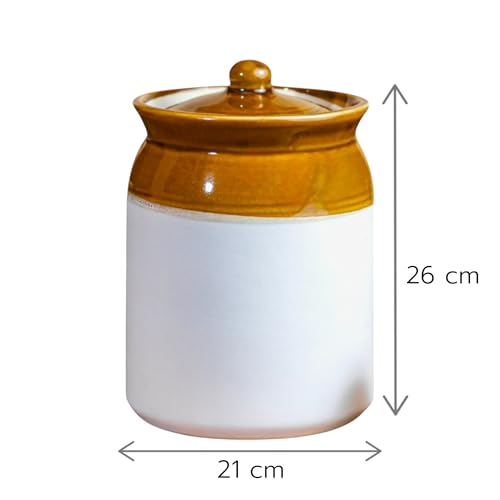 Image of Ceramic 6 KG Achaar Jar - 6 L (6000 ml) Martban Pickle Container - Kitchen Storage for Pickle, Chutneys and Sauces - Durable, and Easy to Clean (6000 ml)