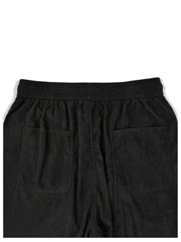 Image of AVANOVA Men's Black Front Tie Loose Fit Corduroy Baggy Long Slacks Chino Pants with Slant Pocket Simple Casual Trousers, Going Out (Code Pant 186)