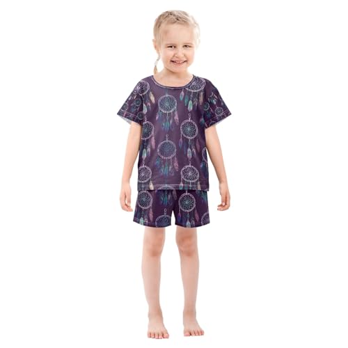 senya Deep Purple Dreamcatcher Summer Pajamas Set Short Cotton Sleepwear 2 Piece3