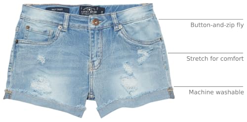 Image of Lucky Brand Girls' Cuffed Jean Shorts, Stretch Denim with 5 Pockets, Mid to High Rise Waist