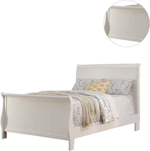 Modern-1pc-Full-Size-Bed-Bedroom-Furniture-Sleigh-Design-Headboard-Footboard-Plywood-1pc-Bedframe-White-Color Modern 1pc Full Size Bed Bedroom Furniture Sleigh Design Headboard Footboard Plywood 1pc Bedframe White Color