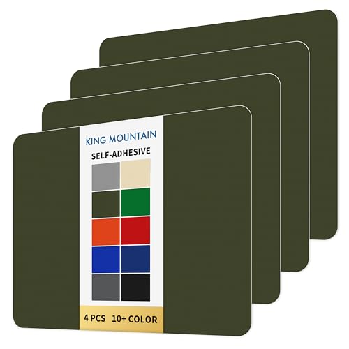 KING MOUNTAIN Self Adhesive Nylon Fabric Repair Patch, 9×11 Inches 4 Pcs, Quick Down Jacket Repair Patch, Waterproof Outdoor Gear Patch Kit for Tent,Backpacks,Umbrella, Gloves (Army Green