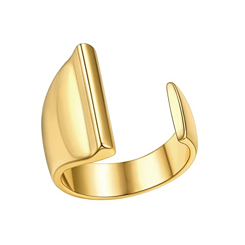 FindChic Customizable Initial Ring Statement 18K Gold Plated Fashion Cuff Rings for Women Alphabet Letter A to Z Resizable Knuckle Ring (with Gift Box) I not customized