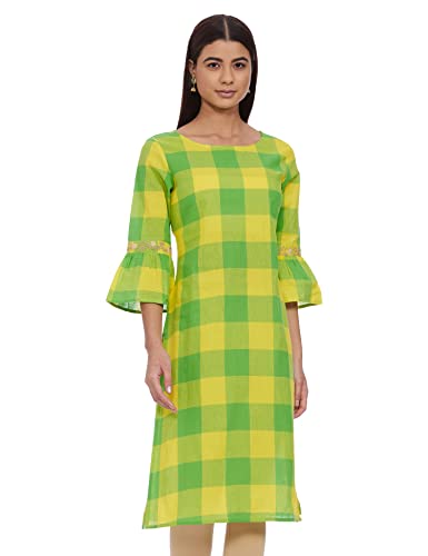 Amazon Brand – Myx Women’S Cotton Straight Kurti (Aw19Myxchk04_Lime_Small)