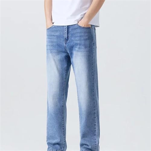 Men's Spring Fall Jeans – Thin Straight Soft Breathable Loose Denim Pants, Comfortable Business Trousers2