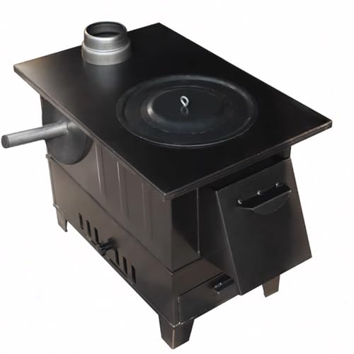 OUTFYT Estufas de Leña, Estufas de Leña con Horno, Estufas de Leña de Doble Combustion, Estufa de Leña de Hierro Fundido Interior Sin Humo para Calentar y Cocinar