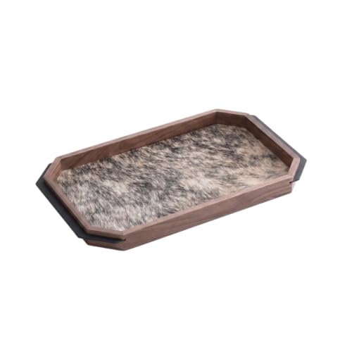 Bandeja octagonal de madera multiusos con vajilla y estampado de tigre 2