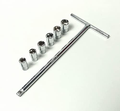 Image of 1 /4 inch Square Drive T-Handle With 8, 9, 10, 11, 12, 13 Mm, Hardened Chrome Vanadium Steel Socket Set, Anti-Slip & Anti-Corrosion Properties (Combo 1), Hex