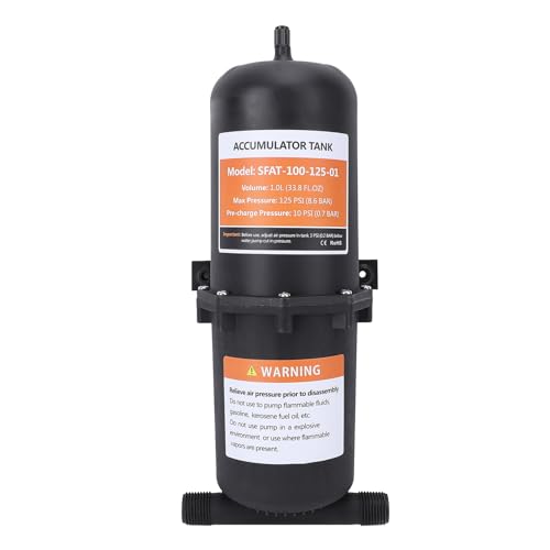 RASTKY Tanque Acumulador Presurizado de 1 Litro para Vehículos Recreativos con Presión Ajustable, Reducción de Ruido para Sistemas de Agua de Vehículos Recreativos, Tanque de Presión Acumulador de 1