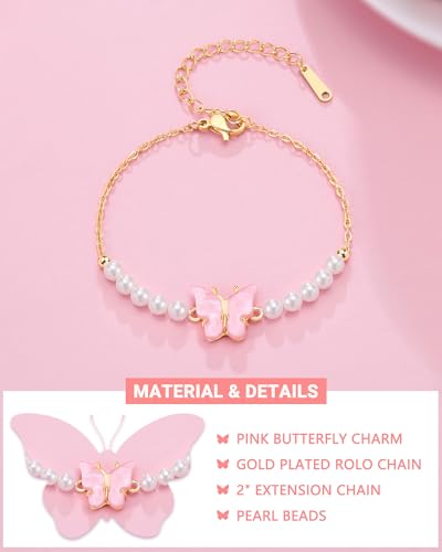 Image of Happy 6 8 10 Year Old Birthday Gifts for Girls Butterfly Bracelet