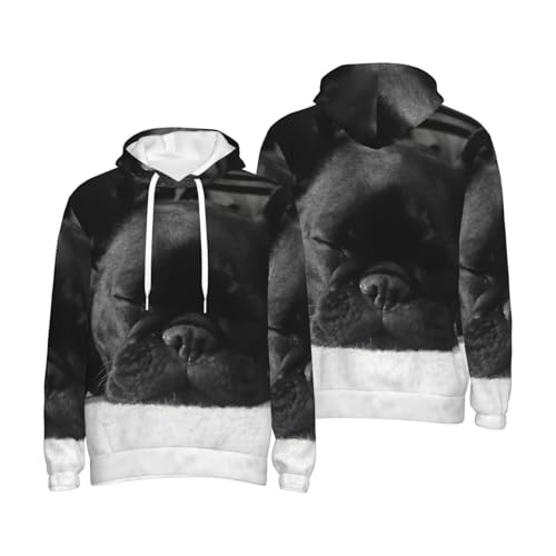 Pull bouledogue français homme avec sweat à capuche et poche