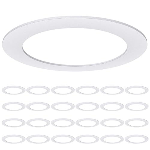 Sunco 24 Pack Goof Rings for 6 Inch Recessed Lights, Flush Mount White Can Light Trim Ring Cover, Outer Diameter 8.6 Inch, Inner Diameter 6.2 Inch, Paintable Surface, Matte Finish.