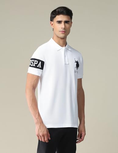 Image of U.S. Polo ASSN. Solid Slim Fit Polo T Shirts for Men - 100% Cotton, Half Sleeves Mens Tshirt