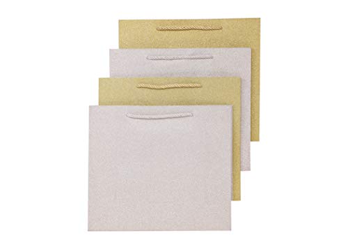 Haute Soiree - 4 Pack - Large Sized Luxurious High Quality Gift Bag Set with Rope Handles - Includes 2 Gold and 2 Silver Shimmering Sparkle Designs - Perfect for Wedding Favors, Birthday Parties - Thumbnail 2