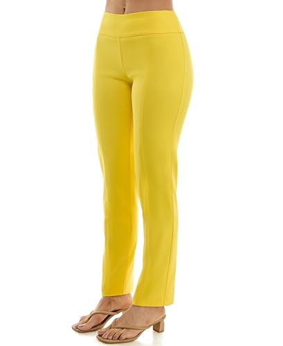 Zac & Rachel Women's Millennium Fabric Pull-On Slim Leg Pant, Habanero Gold, 102