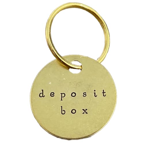 Deposit Box Keychain, Metal Keychain Identifier Tags - Key Organization, ID Fob, Brass, Hand-Stamped - Locker, Safe Deposit Box, Safety Bank Box (deposit key)