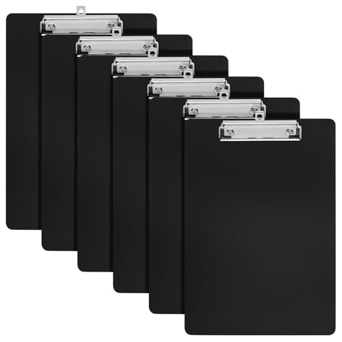 7 Pcs Portapapeles con Pinza A4, Carpeta con Pinza, Carpetas de Plastico con Gancho, Carpeta Portapapeles de Plástico para Documentos Estudiantes Profesores Material de Oficina (Negro)