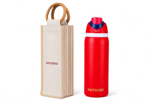 Image of Stainless Steel Water Bottle 32 oz with Flip Lid and Carry Loop (Red, 960 ml)