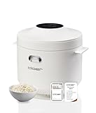 Cloer 6831 Reiskocher mit 1 l Fassungsvermögen, inkl. Dampfaufsatz & spülmaschinengeeignetem Innentopf, 7-Phasen-Technologie, Warmhaltefunktion bis 24 h, Signalton und Wasserstandsanzeige, weiß, 350 W
