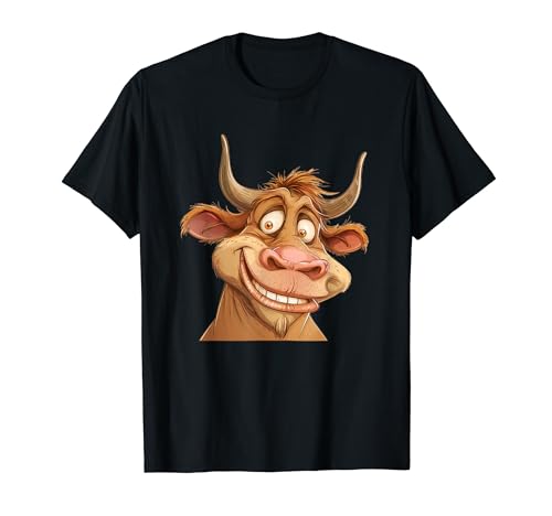 Cara de buey sonriente divertida para los amantes del ganado y los animales divertidos Camiseta