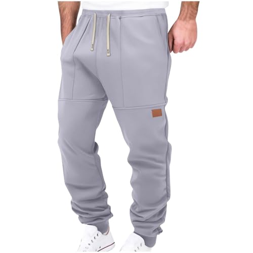 Sweatpants for Men Drawstring Elastic Waist Casual Sports Pants Pockets Solid Color Breathable Jogger Long Pants