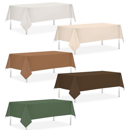 CMUSKO 54 x 108 Inch Woodland Themed Tablecloths-5Pcs Forest Brown Sage Green Plastic Table Covers Woodland Baby Shower Decorations