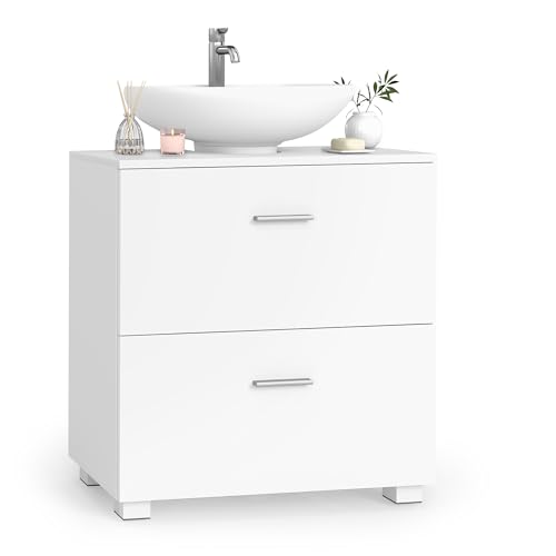 VASAGLE Custos Collection - Meuble sous Lavabo avec 2 Grands Tiroirs, Meuble de Salle de Bain, avec Pieds Hauts, pour Divers Types de Lavabos, 30 x 60 x 63,8...