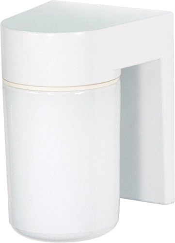 Nuvo Lighting SF77/530 Utility Fixture Die Cast Aluminum Durable Outdoor Wall Mount Porch and Patio Light with White Glass Cylinder, White