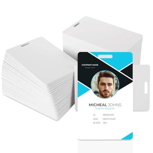 Cartes en PVC CR80 vierges avec fente verticale pour suspendre vos badges d'identification