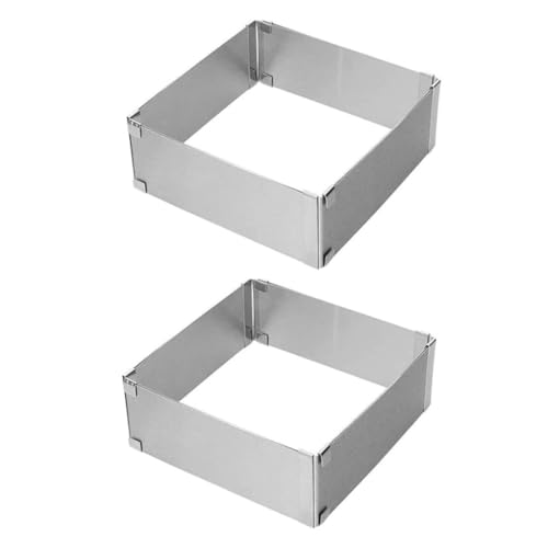 CONGARTENO 2 Piezas Molde de torta cozinha kitchen planchas para asar planchas de asar sartén grill mousse retráctil molde cuadrado para pasteles molde de pastel Acero inoxidable Silver