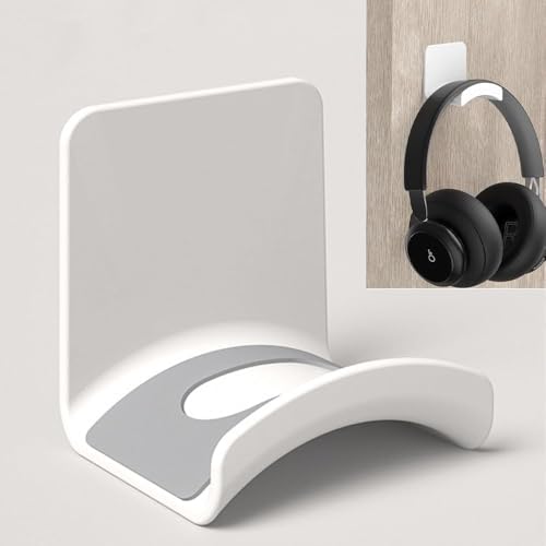 PAIFIEVD Headphone Stand Headset Holder - Adhesive Gaming Headphone Hanger Hook Desk Mount for Most Headphone & Controller(White)
